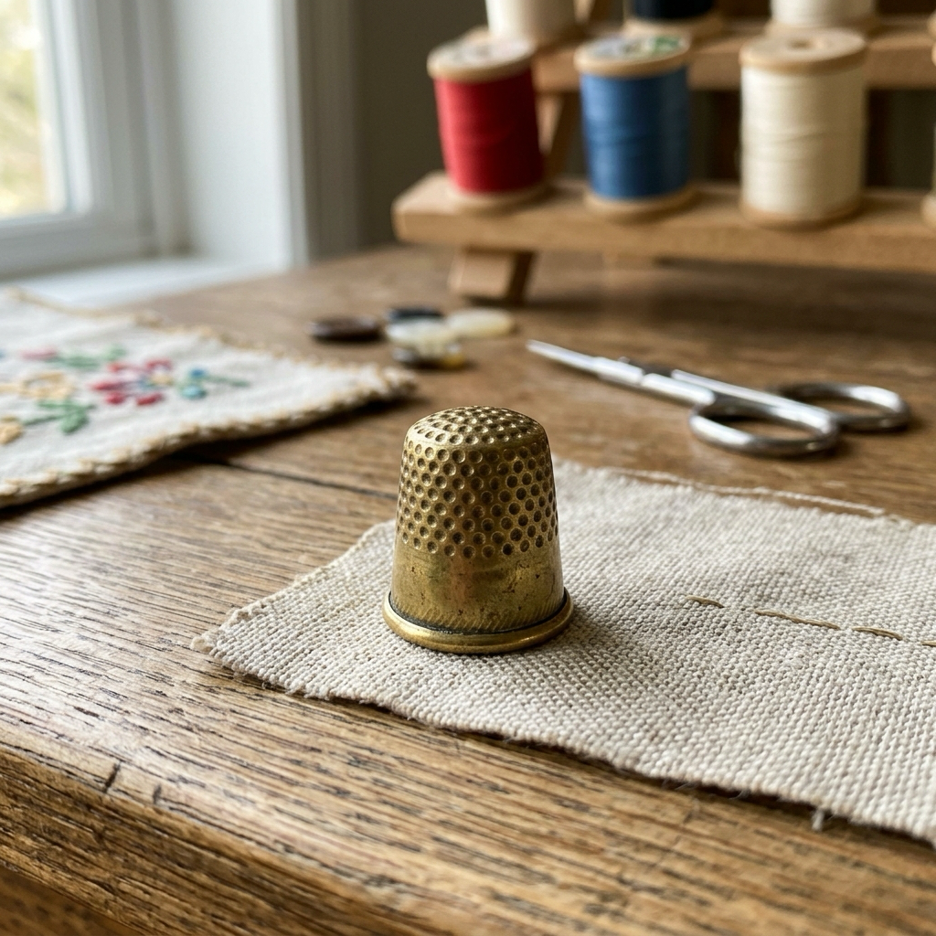 the sewing cap worn on a fingertip